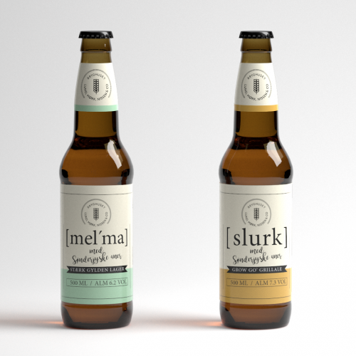 En slurk & en mel´ma. Øl labels af Design by b.